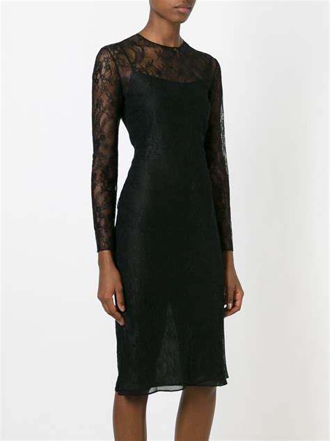 black dress givenchy a line lace long sleeve|Givenchy lace dress.